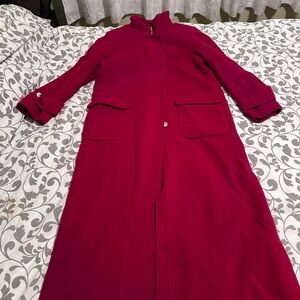 Elegant Women's Red Pea Coat